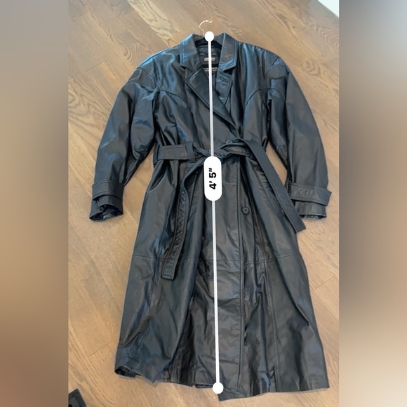 Women’s Wilsons Leather Trench Coat. SZ L Black y2k - Picture 7 of 7